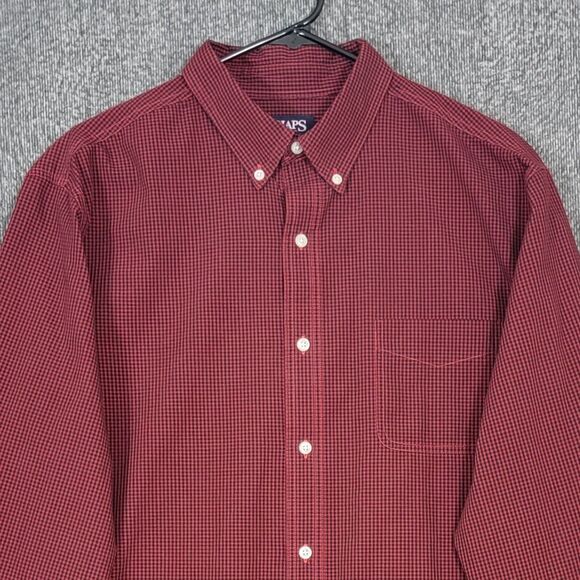 Chaps Shirt Mens XL Red Black Gingham Check Long Sleeve Button Down - Picture 2 of 12